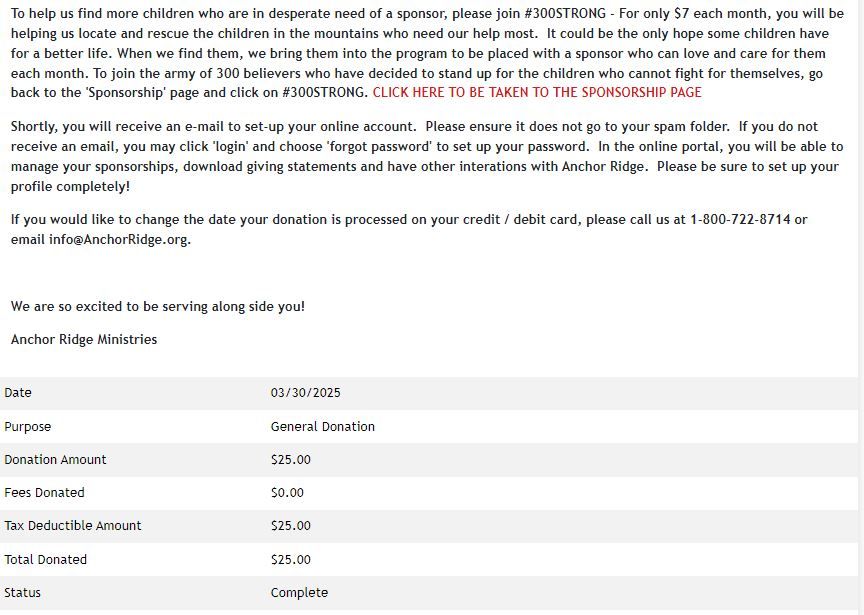Donation receipt
